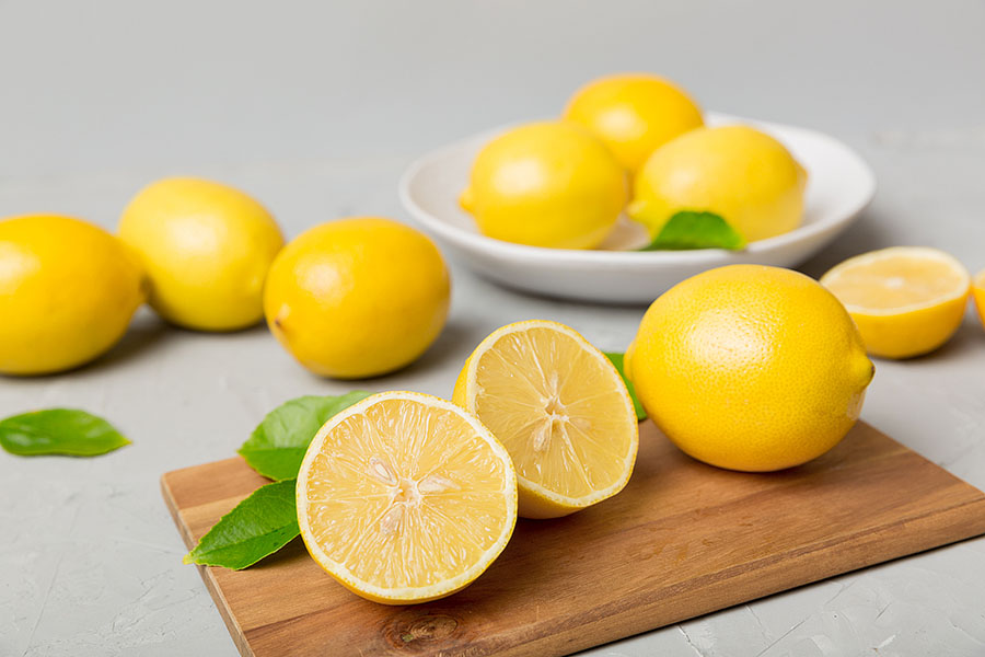 close up of a lemon cut in half