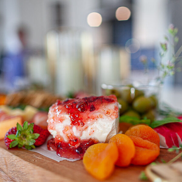 picture of homemade fig spread on a charcuterie board