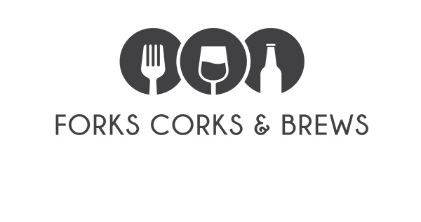 Gray icon with fork, wine glass and beer bottle